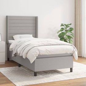 Box spring bed with light gray fabric mattress 90x200 cm by , Beds and slatted bases - Ref: Foro24-3131481, Price: 333,08 €, ...