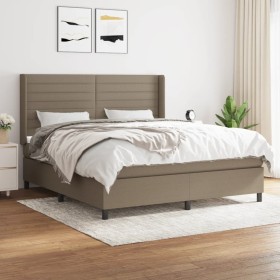 Box spring bed with taupe gray fabric mattress 180x200 cm by , Beds and slatted bases - Ref: Foro24-3131533, Price: 643,57 €,...