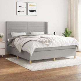 Box spring bed with light gray fabric mattress 180x200 cm by , Beds and slatted bases - Ref: Foro24-3132089, Price: 627,20 €,...