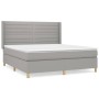 Box spring bed with light gray fabric mattress 180x200 cm by , Beds and slatted bases - Ref: Foro24-3132089, Price: 618,15 €,...