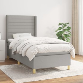 Cama box spring con colchón tela gris claro 100x200 cm de , Camas y somieres - Ref: Foro24-3132049, Precio: 360,33 €, Descuen...