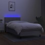 Box spring bed mattress and LED lights light gray fabric 90x190 cm by , Beds and slatted bases - Ref: Foro24-3133117, Price: ...