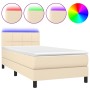 Cama box spring colchón y luces LED tela color crema 90x190 cm de , Camas y somieres - Ref: Foro24-3133122, Precio: 322,92 €,...