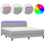 Cama box spring colchón y luces LED tela gris claro 180x200 cm de , Camas y somieres - Ref: Foro24-3133253, Precio: 532,12 €,...