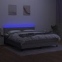 Box spring bed mattress and LED lights light gray fabric 180x200 cm by , Beds and slatted bases - Ref: Foro24-3133253, Price:...