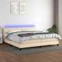 Box spring bed mattress and LED lights cream fabric 200x200 cm by , Beds and slatted bases - Ref: Foro24-3133266, Price: 634,...