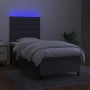 Box spring bed mattress and LED lights dark gray fabric 90x190 cm by , Beds and slatted bases - Ref: Foro24-3134918, Price: 3...