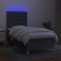 Cama box spring colchón y luces LED tela gris oscuro 90x200 cm de , Camas y somieres - Ref: Foro24-3135486, Precio: 338,10 €,...