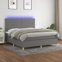 Box spring bed mattress and LED lights dark gray fabric 180x200 cm by , Beds and slatted bases - Ref: Foro24-3135534, Price: ...