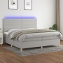 Cama box spring con colchón tela y LED gris claro 200x200 cm de , Camas y somieres - Ref: Foro24-3135541, Precio: 635,55 €, D...