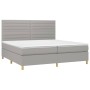 Cama box spring con colchón tela y LED gris claro 200x200 cm de , Camas y somieres - Ref: Foro24-3135541, Precio: 635,55 €, D...