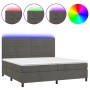 Cama box spring colchón y LED terciopelo gris oscuro 200x200 cm de , Camas y somieres - Ref: Foro24-3136204, Precio: 698,12 €...