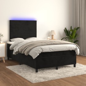 Boxspringbett mit Matratze und LED-Samt in Schwarz, 120 x 200 cm von , Betten und Lattenroste - Ref: Foro24-3136175, Preis: 3...