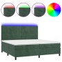 Box spring bed with mattress and LED dark green velvet 200x200cm by , Beds and slatted bases - Ref: Foro24-3136206, Price: 72...