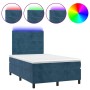 Cama box spring colchón y LED terciopelo azul oscuro 120x200 cm de , Camas y somieres - Ref: Foro24-3136177, Precio: 444,05 €...