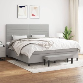 Cama box spring con colchón tela gris claro 200x200 cm de , Camas y somieres - Ref: Foro24-3136701, Precio: 702,08 €, Descuen...