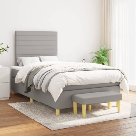 Box spring bed with light gray fabric mattress 120x200 cm by , Beds and slatted bases - Ref: Foro24-3137221, Price: 449,99 €,...