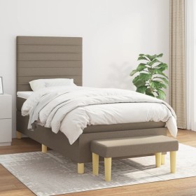 Box spring bed with taupe gray fabric mattress 90x200 cm by , Beds and slatted bases - Ref: Foro24-3137209, Price: 392,10 €, ...