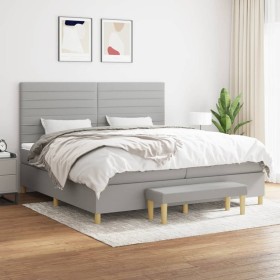 Cama box spring con colchón tela gris claro 200x200 cm de , Camas y somieres - Ref: Foro24-3137261, Precio: 652,71 €, Descuen...