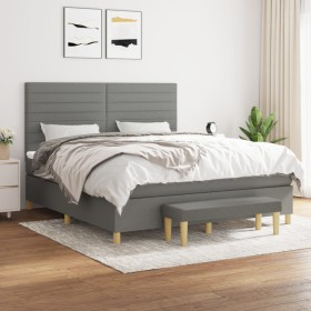 Cama box spring con colchón tela gris oscuro 180x200 cm de , Camas y somieres - Ref: Foro24-3137254, Precio: 671,88 €, Descue...