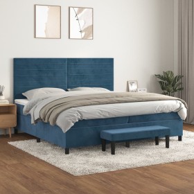 Box spring bed with dark blue velvet mattress 200x200 cm by , Beds and slatted bases - Ref: Foro24-3137927, Price: 679,29 €, ...