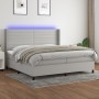 Cama box spring con colchón tela y LED gris claro 200x200 cm de , Camas y somieres - Ref: Foro24-3138421, Precio: 678,07 €, D...