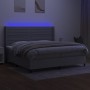 Cama box spring con colchón tela y LED gris claro 200x200 cm de , Camas y somieres - Ref: Foro24-3138421, Precio: 678,07 €, D...