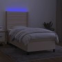 Cama box spring colchón y luces LED tela crema 100x200 cm de , Camas y somieres - Ref: Foro24-3138378, Precio: 410,40 €, Desc...