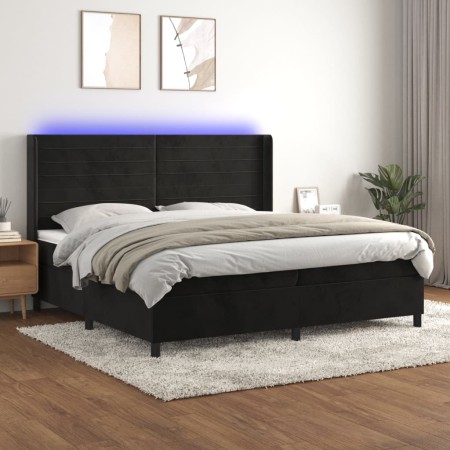 Cama box spring colchón y LED terciopelo negro 200x200 cm de , Camas y somieres - Ref: Foro24-3139645, Precio: 711,44 €, Desc...