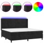 Box spring bed with mattress and LED black velvet 200x200 cm by , Beds and slatted bases - Ref: Foro24-3139645, Price: 676,99...