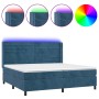 Box spring bed with mattress and LED dark blue velvet 200x200 cm by , Beds and slatted bases - Ref: Foro24-3139647, Price: 71...