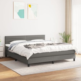 Cama box spring con colchón tela gris oscuro 180x200 cm de , Camas y somieres - Ref: Foro24-3140154, Precio: 531,55 €, Descue...