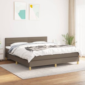 Box spring bed with taupe gray fabric mattress 180x200 cm by , Beds and slatted bases - Ref: Foro24-3140717, Price: 542,78 €,...