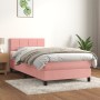 Box spring bed with pink velvet mattress 90x190 cm by , Beds and slatted bases - Ref: Foro24-3141280, Price: 303,04 €, Discou...