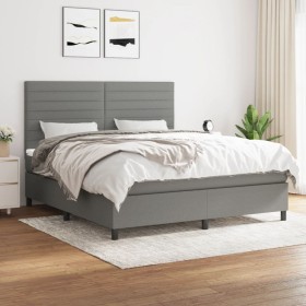 Cama box spring con colchón tela gris oscuro 180x200 cm de , Camas y somieres - Ref: Foro24-3141874, Precio: 571,99 €, Descue...