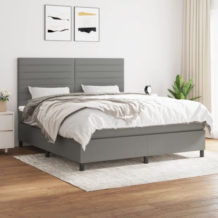 Box spring bed with dark gray fabric mattress 180x200 cm by , Beds and slatted bases - Ref: Foro24-3141874, Price: 589,99 €, ...