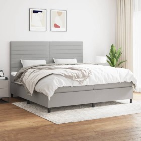 Box spring bed with light gray fabric mattress 200x200 cm by , Beds and slatted bases - Ref: Foro24-3141881, Price: 667,45 €,...