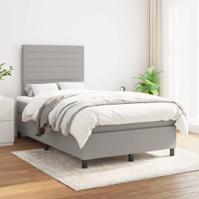 Box spring bed with light gray fabric mattress 120x200 cm by , Beds and slatted bases - Ref: Foro24-3141841, Price: 422,48 €,...