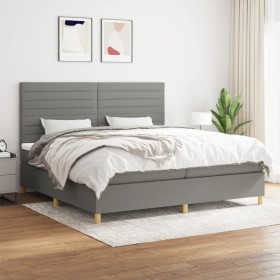 Cama box spring con colchón tela gris oscuro 200x200 cm de , Camas y somieres - Ref: Foro24-3142442, Precio: 572,12 €, Descue...