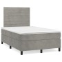 Cama box spring con colchón terciopelo gris claro 120x200 cm de , Camas y somieres - Ref: Foro24-3143073, Precio: 422,42 €, D...