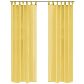 Voile curtains 2 units 140x245 cm yellow by vidaXL, Curtains and curtains - Ref: Foro24-132250, Price: 20,42 €, Discount: %