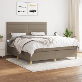 Box spring bed with taupe gray fabric mattress 180x200 cm by , Beds and slatted bases - Ref: Foro24-3142437, Price: 652,66 €,...