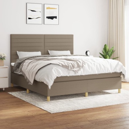 Box spring bed with taupe gray fabric mattress 180x200 cm by , Beds and slatted bases - Ref: Foro24-3142437, Price: 663,46 €,...