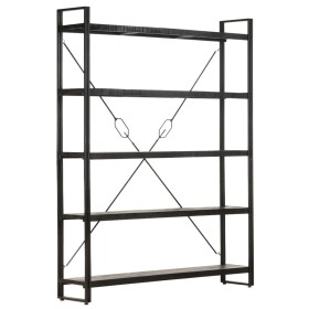 5-tier solid black mango wood shelf 140x30x180 cm by , Bookcases and shelves - Ref: Foro24-320621, Price: 305,99 €, Discount: %