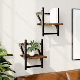 Wall shelves with bars 2 pcs smoked oak 20x25x30 cm by , Shelves and shelves - Ref: Foro24-836230, Price: 13,76 €, Discount: %