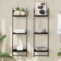 Wall shelves 3 levels with bars 2 pcs black 30x25x100 cm by , Shelves and shelves - Ref: Foro24-836258, Price: 32,79 €, Disco...