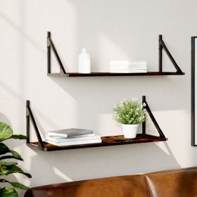 Wall shelf 2 units engineered wood smoked oak 80x25x25.5cm by , Shelves and shelves - Ref: Foro24-836340, Price: 37,95 €, Dis...