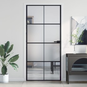 Slim black glass and aluminum interior door 93x201.5 cm by , Doors for the home - Ref: Foro24-155128, Price: 195,02 €, Discou...