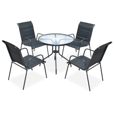 Juego de comedor de jardín 5 piezas de acero negro de vidaXL, Conjuntos de jardín - Ref: Foro24-43318, Precio: 189,20 €, Desc...