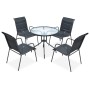 Juego de comedor de jardín 5 piezas de acero negro de vidaXL, Conjuntos de jardín - Ref: Foro24-43318, Precio: 189,99 €, Desc...